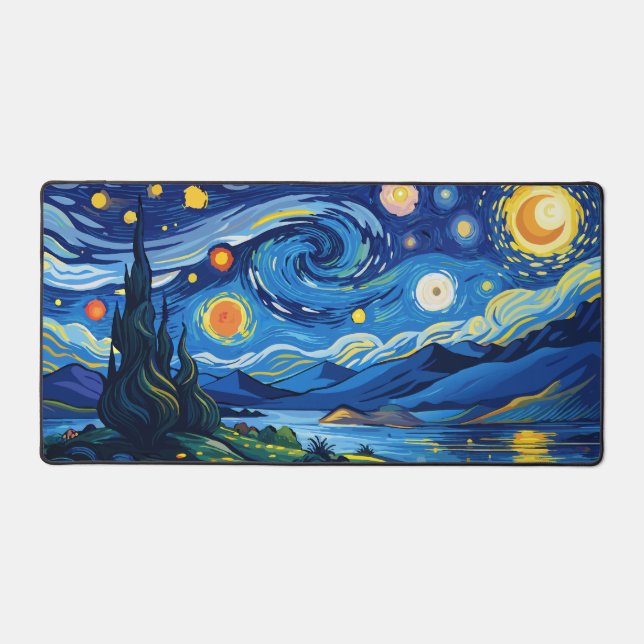 Alfrombrillas De Escritorio Noche estrellada sobre el océano tranquilo (Anverso)