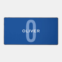 Alfrombrillas De Escritorio Nombre blanco azul monograma personalizado