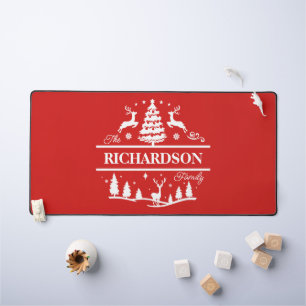 Alfrombrillas De Escritorio Nombre de familia personalizada de Navidades rojos