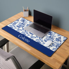 Alfrombrillas De Escritorio Nombre de Monograma Chinoiserie Azul