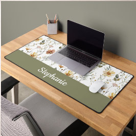 Alfrombrillas De Escritorio Nombre de monograma de acuarela de flores silvestr