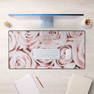 Alfrombrillas De Escritorio Nombre moderno de monograma floral rosa de color r