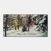 Nombre personalizado acuarela invierno nieve natu