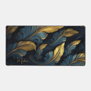 Alfrombrillas De Escritorio Nombre personalizado azul - Leafs dorados