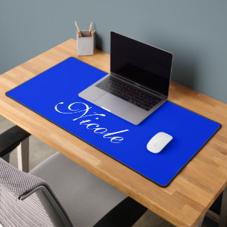 Alfrombrillas De Escritorio Nombre personalizado azul y blanco real
