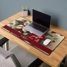 Nombre personalizado color de agua vintage Poinset