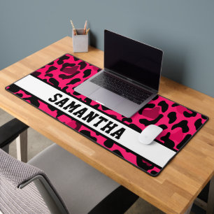 Alfrombrillas De Escritorio Nombre personalizado de impresión de leopardo rosa