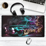 Alfrombrillas De Escritorio Nombre personalizado del coche de Neon Street Race<br><div class="desc">El Neon Street Race Vintage Car Personalized Name Desk Mat cuenta con un colorido auto deportivo vintage de carreras de neones con su nombre personalizado en una sencilla y moderna tipografía de escritura. Un regalo perfecto para la familia y los amigos por su cumpleaños, Navidades, el Día del Padre, los...</div>