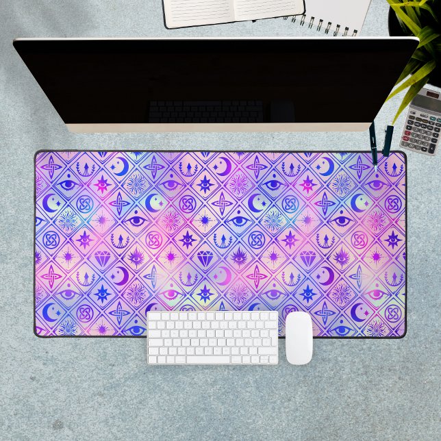 Alfrombrillas De Escritorio Nombre personalizado del patrón de tarot púrpura c (Celestial Pink Purple Tarot Pattern Custom Name Desk Mat
)