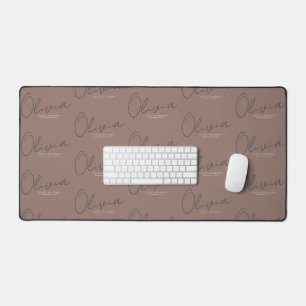 Alfrombrillas De Escritorio Nombre Personalizado Minimalista Script Mocha Marr