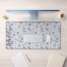 Nombre personalizado moderno vintage azul y blanco