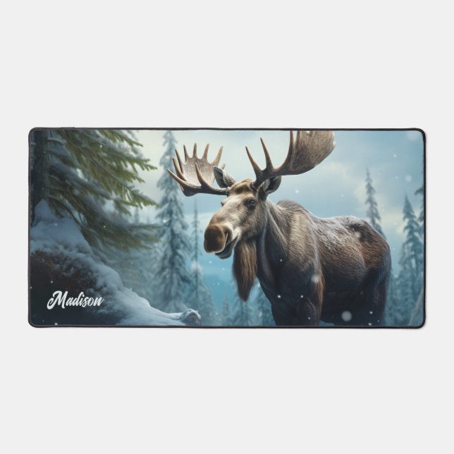 Alfrombrillas De Escritorio Nombre personalizado Moose de invierno (Anverso)