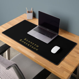 Alfrombrillas De Escritorio Nombre Personalizado Negro Oro Minimalista Moderno
