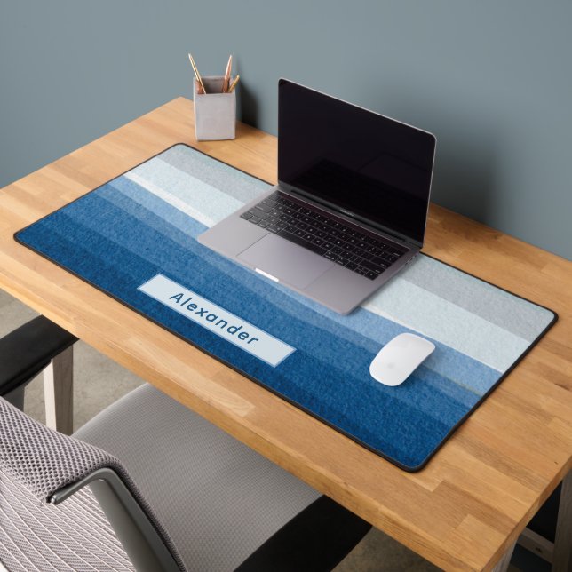 Alfrombrillas De Escritorio Nombre personalizado Olas azules Deskmat de Office (Oficina 2)