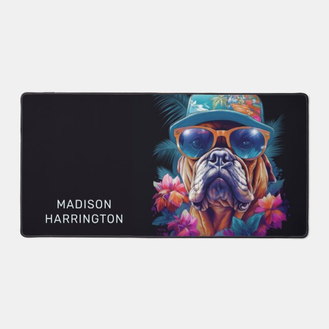 Alfrombrillas De Escritorio Nombre personalizado Perro de vacaciones tropical (Anverso)
