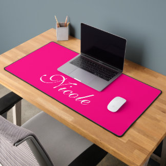 Alfrombrillas De Escritorio Nombre personalizado rosa y blanco