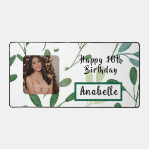Alfrombrillas De Escritorio Nombre personalizado y foto 16° cumpleaños hojas v