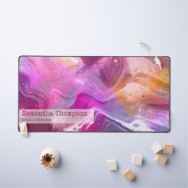 Alfrombrillas De Escritorio Nombre y ocupación de mármol rosa y morado