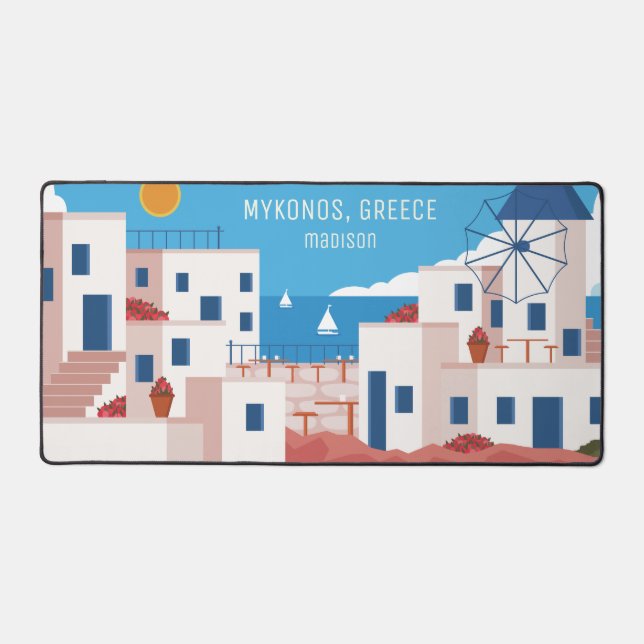 Alfrombrillas De Escritorio Nombre y texto personalizados Mykonos Grecia (Anverso)