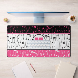 Alfrombrillas De Escritorio Notas de música en blanco y rosa negro