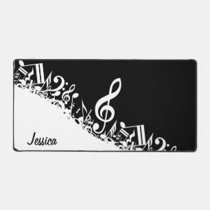 Alfrombrillas De Escritorio Notas musicales jumbleadas de blanco personalizada