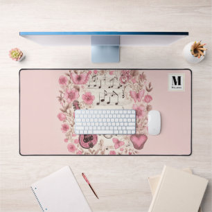 Alfrombrillas De Escritorio Notas musicales y flores elegantes