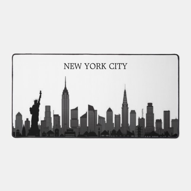 Alfrombrillas De Escritorio Nueva York City Skyline Black Modern Manhattan NYC (Anverso)