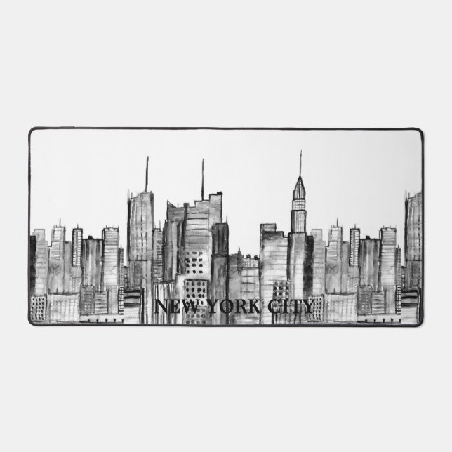 Alfrombrillas De Escritorio Nueva York City Skyline Black Modern Manhattan NYC (Anverso)