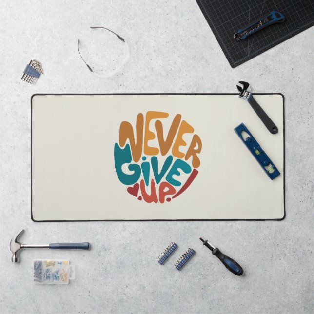 Alfrombrillas De Escritorio Nunca darse por vencido - Mensaje Motivador Cuto (Puesto de trabajo)