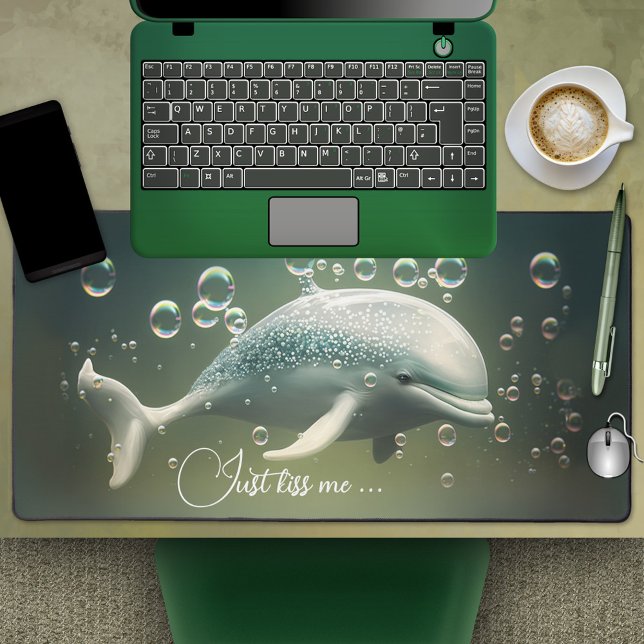 Alfrombrillas De Escritorio Océano delfín animal amante (Desk mat featuring a dreamy under water scene with a dolphin and your own funny text(s))