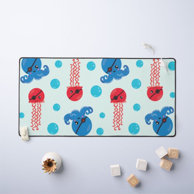 Alfrombrillas De Escritorio Octopus pirata, medusas piratas, animales marinos (Mesa para niños)