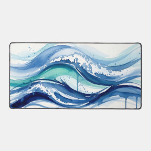 Alfrombrillas De Escritorio Olas de océano abstractas de acuarela vibrante
