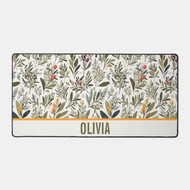 Alfrombrillas De Escritorio Oliva y hierbas Minimal Elegante Personalizado (Anverso)