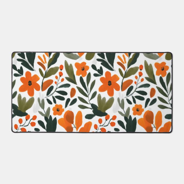 Alfrombrillas De Escritorio Orange Spring Flowers Botanical Pattern Floral (Anverso)