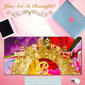 Alfrombrillas De Escritorio Oro Glam Inicial B Monograma Motivación Abstracto