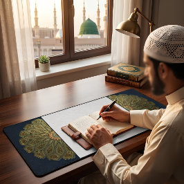 Alfrombrillas De Escritorio Oro personalizado Navy geométrico islámico Madinah