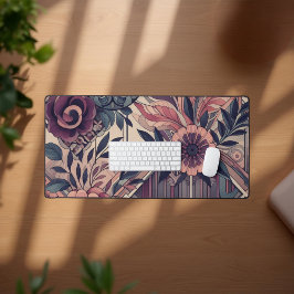 Alfrombrillas De Escritorio Oscuro Romance Borgoña Art Deco Verano Floral