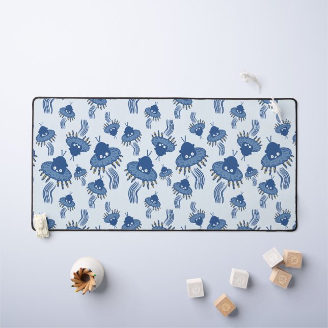 Alfrombrillas De Escritorio OVNI azul kawaii (Mesa para niños)