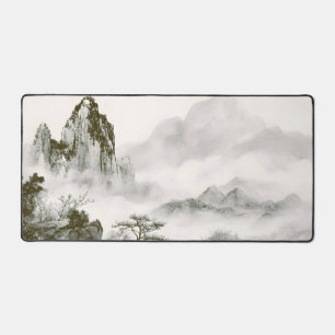 Alfrombrillas De Escritorio Paisaje minimalista de montaña zen con tinta brumo