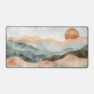 Alfrombrillas De Escritorio Paisaje montañoso minimalista terroso de acuarela
