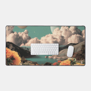 Alfrombrillas De Escritorio Paisaje Montañoso Surrealista con Planetas y Nubes