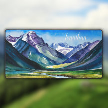 Paisaje panorámico de las montañas acuarelas