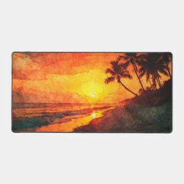 Alfrombrillas De Escritorio Palm Tree Sunset Beach Desk Mat
