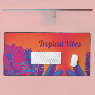 Alfrombrillas De Escritorio Palm Tropical Fronds Naranja psicodélico Rosa