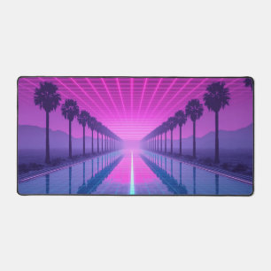 Alfrombrillas De Escritorio Palmeras rosa y azul neón futurista retro