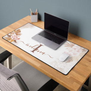 Alfrombrillas De Escritorio Pampas Grass Monograma Terracotta Nombre Personali