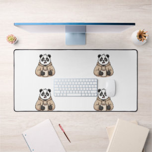 Alfrombrillas De Escritorio Panda Café Dibujo Animado Demasiado Cansado Para F