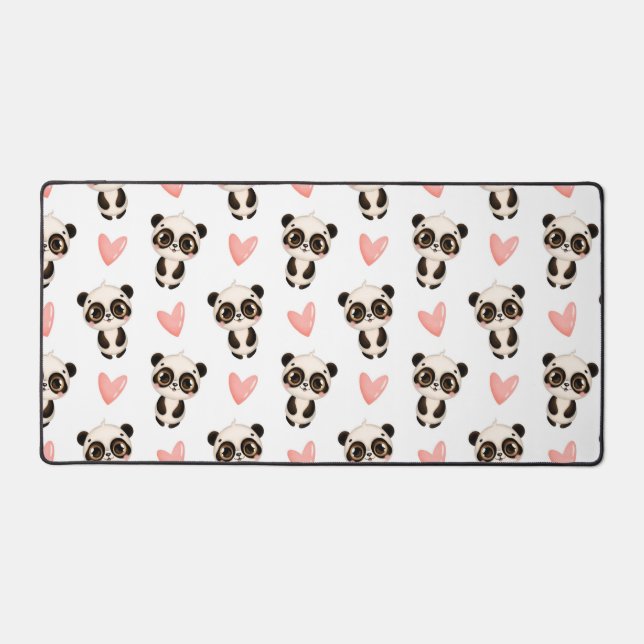 Alfrombrillas De Escritorio Panda y patrón cardíaco (Anverso)
