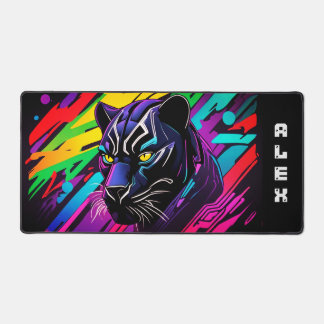 Alfrombrillas De Escritorio Panthère noire sur fond de graffiti avec prénom
