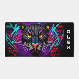 Alfrombrillas De Escritorio Panthère noire sur fond de graffiti avec prénom